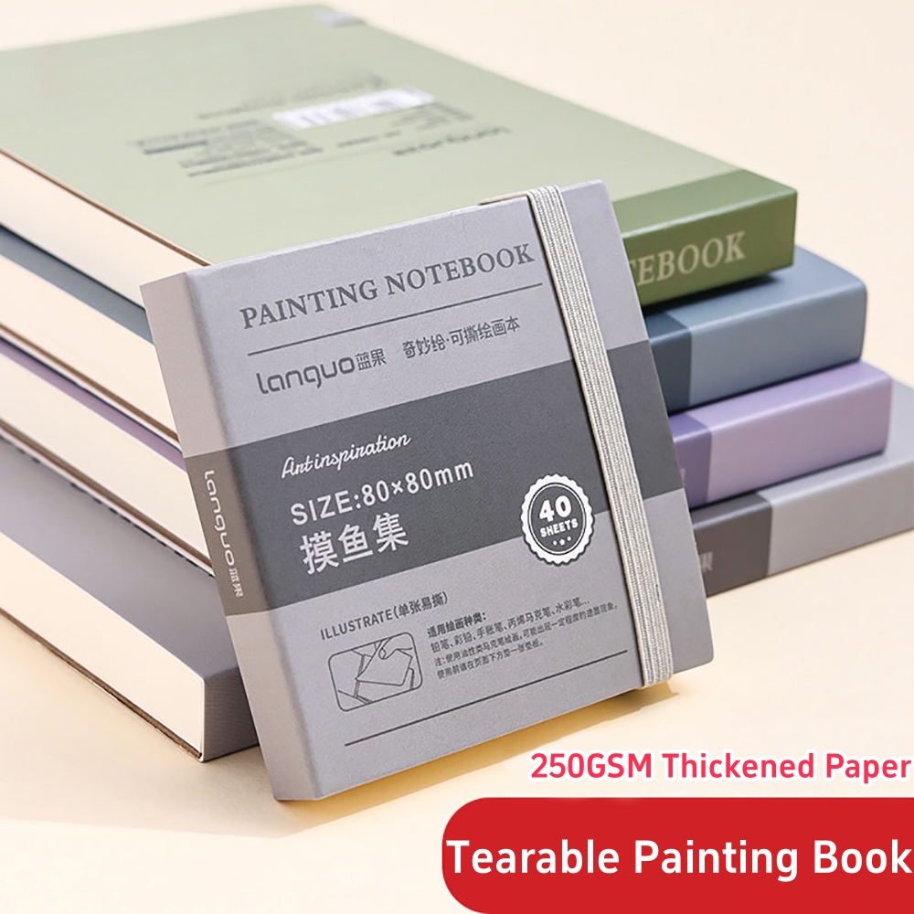 Photography Book - 40枚入りポータブルスケッチブック 厚い白い厚紙 ミニグラファイトアートブック 水彩画用