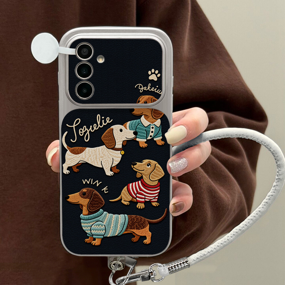 漫画風ダックスフント柄スマホケース サムスン A56 A55 - Camera Wrist Strap のレビューと価格