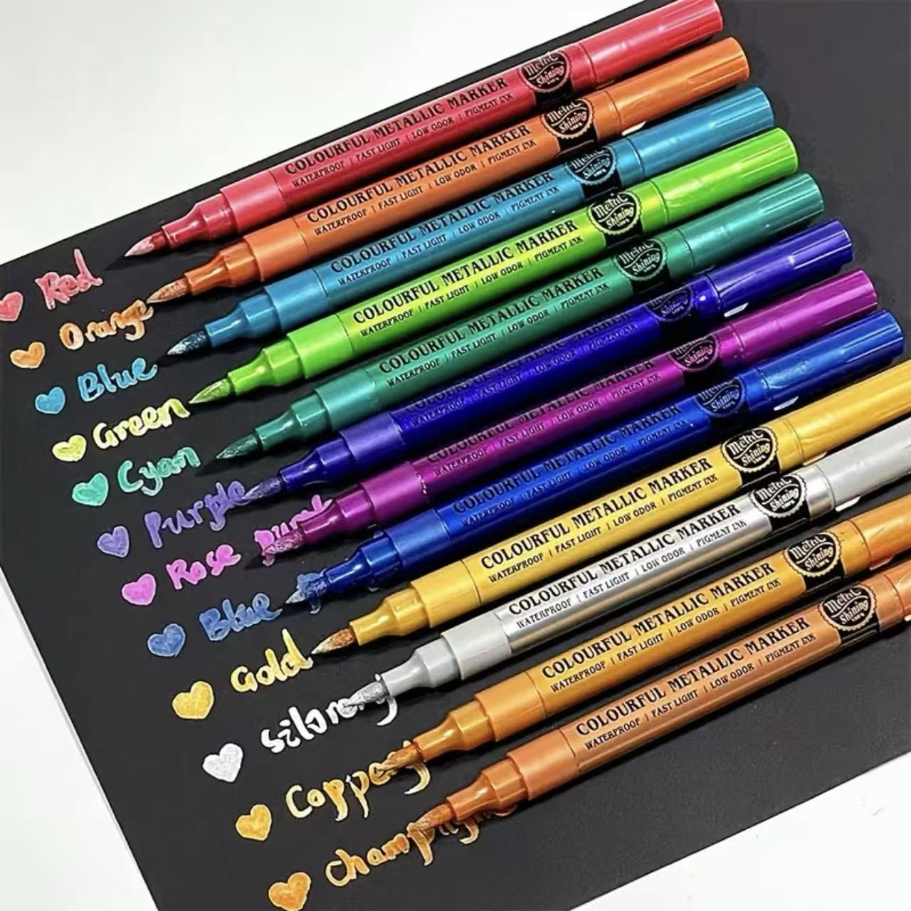 12色メタリックペイントペンセット - ロックペイント、石、 - Photography Design のレビューと価格